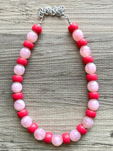 Load image into Gallery viewer, Hot Pink &amp; Blush Pink Chunky Statement Necklace, Big beaded jewelry, single strand Statement Necklace, chunky pink bib jewelry