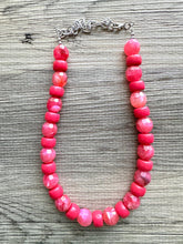 Load image into Gallery viewer, Hot Pink Chunky Statement Necklace, Big beaded jewelry, single strand Statement Necklace, chunky pink bib magenta lipstick resin