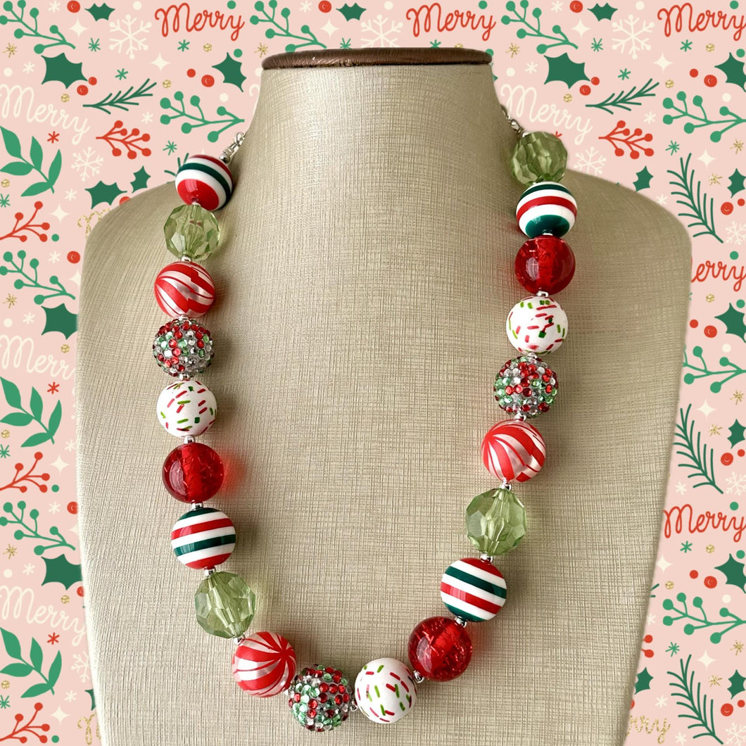 Christmas Jewelry Set, Red & Green Blingy Holiday Jewelry December Tree Red Green Jewelry, Gift Present Stockjng Stuffer bubblegum statement