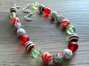 Christmas Jewelry Set, Red & Green Blingy Holiday Jewelry December Tree Red Green Jewelry, Gift Present Stockjng Stuffer bubblegum statement