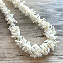 Load image into Gallery viewer, Philippines Shell long vintage necklace, white shell geometric long beaded statement, everyday neutral chunky layering vintage necklace