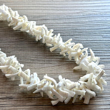 Load image into Gallery viewer, Philippines Shell long vintage necklace, white shell geometric long beaded statement, everyday neutral chunky layering vintage necklace