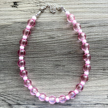 Load image into Gallery viewer, Pretty Pink Statement Necklace, Chunky Jewelry Big Beaded jewelry, Single Strand Necklace, blush baby light pink jewelry, necklace jewelry