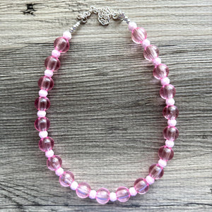 Pretty Pink Statement Necklace, Chunky Jewelry Big Beaded jewelry, Single Strand Necklace, blush baby light pink jewelry, necklace jewelry