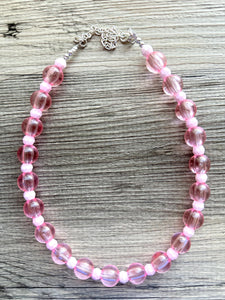 Pretty Pink Statement Necklace, Chunky Jewelry Big Beaded jewelry, Single Strand Necklace, blush baby light pink jewelry, necklace jewelry