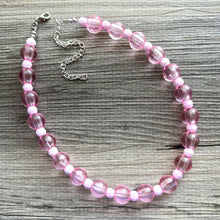 Load image into Gallery viewer, Pretty Pink Statement Necklace, Chunky Jewelry Big Beaded jewelry, Single Strand Necklace, blush baby light pink jewelry, necklace jewelry