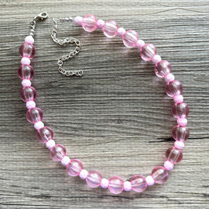 Pretty Pink Statement Necklace, Chunky Jewelry Big Beaded jewelry, Single Strand Necklace, blush baby light pink jewelry, necklace jewelry