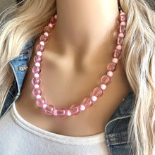 Load image into Gallery viewer, Pretty Pink Statement Necklace, Chunky Jewelry Big Beaded jewelry, Single Strand Necklace, blush baby light pink jewelry, necklace jewelry