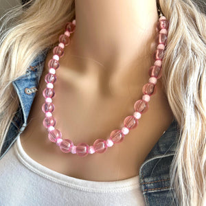 Pretty Pink Statement Necklace, Chunky Jewelry Big Beaded jewelry, Single Strand Necklace, blush baby light pink jewelry, necklace jewelry