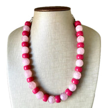 Load image into Gallery viewer, Hot Pink &amp; Blush Pink Chunky Statement Necklace, Big beaded jewelry, single strand Statement Necklace, chunky pink bib jewelry