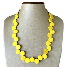 Load image into Gallery viewer, Summer Sunshine Yellow Painted Wood Chunky Statement Necklace, Big beaded jewelry, single Strand Statement Necklace, Bib bridesmaid wedding