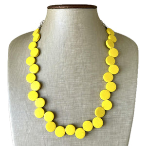 Summer Sunshine Yellow Painted Wood Chunky Statement Necklace, Big beaded jewelry, single Strand Statement Necklace, Bib bridesmaid wedding