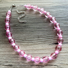 Load image into Gallery viewer, Pretty Pink Statement Necklace, Chunky Jewelry Big Beaded jewelry, Single Strand Necklace, blush baby light pink jewelry, necklace jewelry