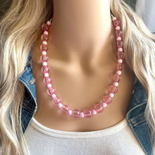 Load image into Gallery viewer, Pretty Pink Statement Necklace, Chunky Jewelry Big Beaded jewelry, Single Strand Necklace, blush baby light pink jewelry, necklace jewelry