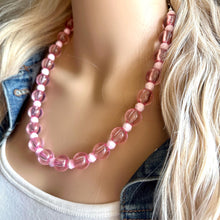 Load image into Gallery viewer, Pretty Pink Statement Necklace, Chunky Jewelry Big Beaded jewelry, Single Strand Necklace, blush baby light pink jewelry, necklace jewelry