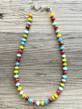 Load image into Gallery viewer, Rainbow Resin Block Layering Rainbow Beaded 1 Strand Necklace, Colorful Jewelry, Chunky statement jelly bean confetti silver bubble