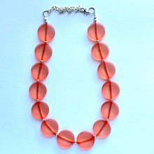 Load image into Gallery viewer, Orange Translucent Chunky Statement Necklace, Big beaded jewelry, single Strand thick jewelry, red-orange bridesmaid wedding resin beads