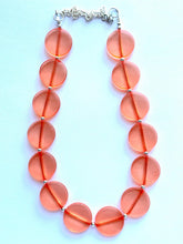 Load image into Gallery viewer, Orange Translucent Chunky Statement Necklace, Big beaded jewelry, single Strand thick jewelry, red-orange bridesmaid wedding resin beads