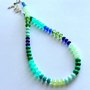 Rivers & Greens Statement Necklace, Single Strand Necklace, green blue necklace, vacation neutral Earthy layering jewelry