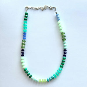 Rivers & Greens Statement Necklace, Single Strand Necklace, green blue necklace, vacation neutral Earthy layering jewelry