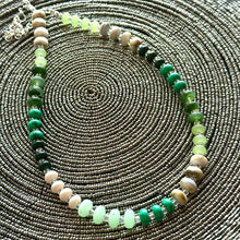 Load image into Gallery viewer, Cucumber Mojito Green beaded statement necklace, single strand necklace, light green jewelry, big bead jewelry, grass necklace jewelry