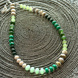 Cucumber Mojito Green beaded statement necklace, single strand necklace, light green jewelry, big bead jewelry, grass necklace jewelry