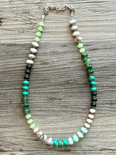 Load image into Gallery viewer, Cucumber Mojito Green beaded statement necklace, single strand necklace, light green jewelry, big bead jewelry, grass necklace jewelry