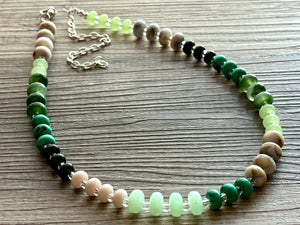 Cucumber Mojito Green beaded statement necklace, single strand necklace, light green jewelry, big bead jewelry, grass necklace jewelry