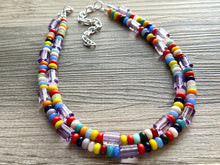 Load image into Gallery viewer, Rainbow Beaded Necklace, 2 strand Colorful Jewelry, Chunky statement necklace, big beaded necklace, rainbow jewelry, rainbow baby