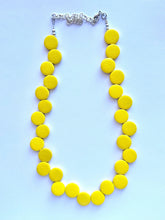 Load image into Gallery viewer, Summer Sunshine Yellow Painted Wood Chunky Statement Necklace, Big beaded jewelry, single Strand Statement Necklace, Bib bridesmaid wedding