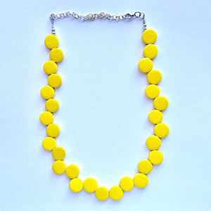 Summer Sunshine Yellow Painted Wood Chunky Statement Necklace, Big beaded jewelry, single Strand Statement Necklace, Bib bridesmaid wedding