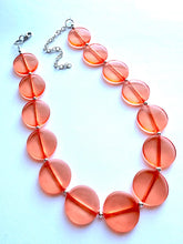 Load image into Gallery viewer, Orange Translucent Chunky Statement Necklace, Big beaded jewelry, single Strand thick jewelry, red-orange bridesmaid wedding resin beads