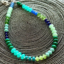 Load image into Gallery viewer, Rivers &amp; Greens Statement Necklace, Single Strand Necklace, green blue necklace, vacation neutral Earthy layering jewelry