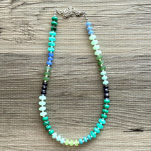 Load image into Gallery viewer, Rivers &amp; Greens Statement Necklace, Single Strand Necklace, green blue necklace, vacation neutral Earthy layering jewelry