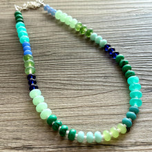 Load image into Gallery viewer, Rivers &amp; Greens Statement Necklace, Single Strand Necklace, green blue necklace, vacation neutral Earthy layering jewelry