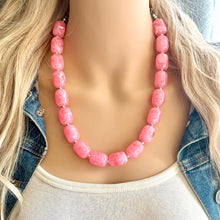 Load image into Gallery viewer, Cotton Candy Pink Chunky Statement Necklace, Big beaded jewelry, Single Strand Resin earrings bracelet Bib light pink bridesmaid wedding