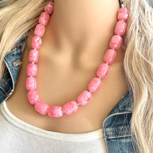 Load image into Gallery viewer, Cotton Candy Pink Chunky Statement Necklace, Big beaded jewelry, Single Strand Resin earrings bracelet Bib light pink bridesmaid wedding