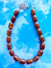 Load image into Gallery viewer, Hot cocoa Chunky Statement Necklace, Big beaded jewelry, Single Strand Resin earrings bracelet Bib chocolate brown bridesmaid wedding