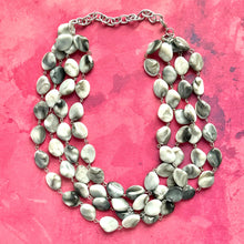 Load image into Gallery viewer, Black Gray &amp; White Tie Dye Statement Necklace Bracelet set, chunky beaded jewelry set, neutral necklace, acrylic layering neutral necklace