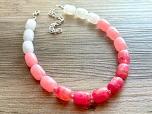 Load image into Gallery viewer, Candy Pink Ombré Chunky Statement Necklace, Big beaded jewelry, Single Strand Resin earrings bracelet Bib light pink bridesmaid wedding
