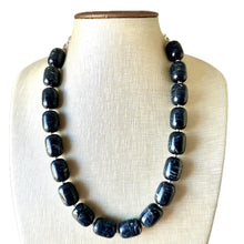 Load image into Gallery viewer, Black Chunky Statement Necklace, Big beaded jewelry Single Strand Resin earrings bracelet Bib silver set bridesmaid wedding gifts for women