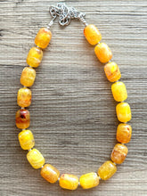 Load image into Gallery viewer, Marigold Chunky Statement Necklace, Big beaded jewelry, Single Strand Resin earrings bracelet Bib yellow orange red bridesmaid wedding