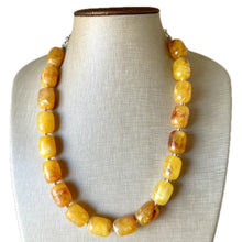 Load image into Gallery viewer, Marigold Chunky Statement Necklace, Big beaded jewelry, Single Strand Resin earrings bracelet Bib yellow orange red bridesmaid wedding