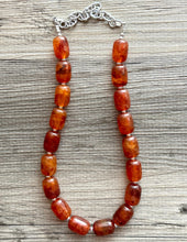 Load image into Gallery viewer, Tortoise Shell Chunky Statement Necklace, Big beaded jewelry, Single Strand Resin earrings bracelet Bib brown red freckled wedding