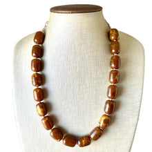 Load image into Gallery viewer, Hot cocoa Chunky Statement Necklace, Big beaded jewelry, Single Strand Resin earrings bracelet Bib chocolate brown bridesmaid wedding