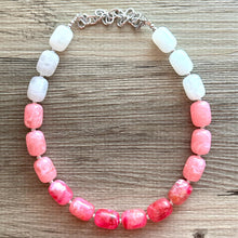 Load image into Gallery viewer, Candy Pink Ombré Chunky Statement Necklace, Big beaded jewelry, Single Strand Resin earrings bracelet Bib light pink bridesmaid wedding