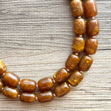 Load image into Gallery viewer, Hot cocoa Chunky Statement Necklace, Big beaded jewelry, Double Strand Resin earrings bracelet Bib chocolate brown bridesmaid wedding