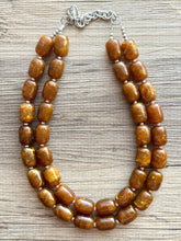 Load image into Gallery viewer, Hot cocoa Chunky Statement Necklace, Big beaded jewelry, Double Strand Resin earrings bracelet Bib chocolate brown bridesmaid wedding