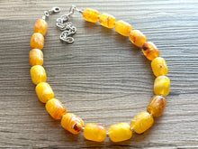 Load image into Gallery viewer, Marigold Chunky Statement Necklace, Big beaded jewelry, Single Strand Resin earrings bracelet Bib yellow orange red bridesmaid wedding