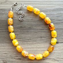 Load image into Gallery viewer, Marigold Chunky Statement Necklace, Big beaded jewelry, Single Strand Resin earrings bracelet Bib yellow orange red bridesmaid wedding